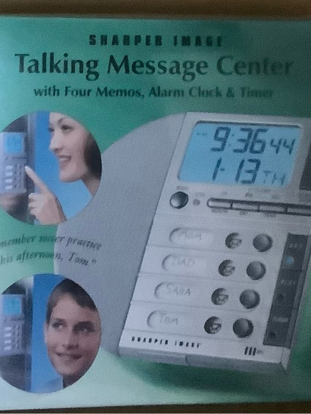 Sharper Image Silver Talking Message Center with Blue Display-Brand New!